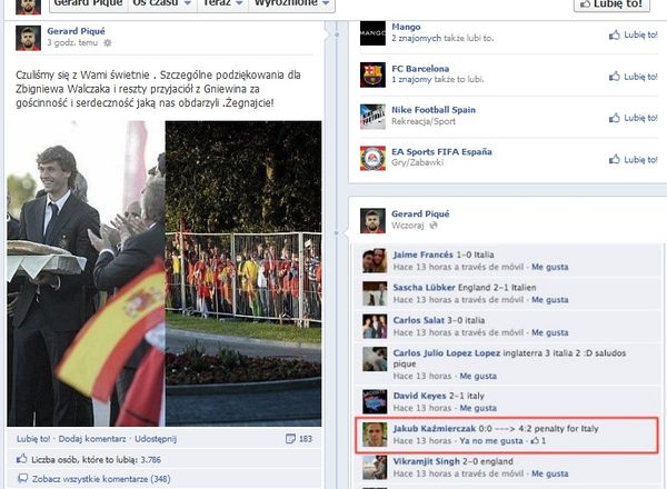 Gerard Pique dziękuje Polakom na Facebooku (FOTO)