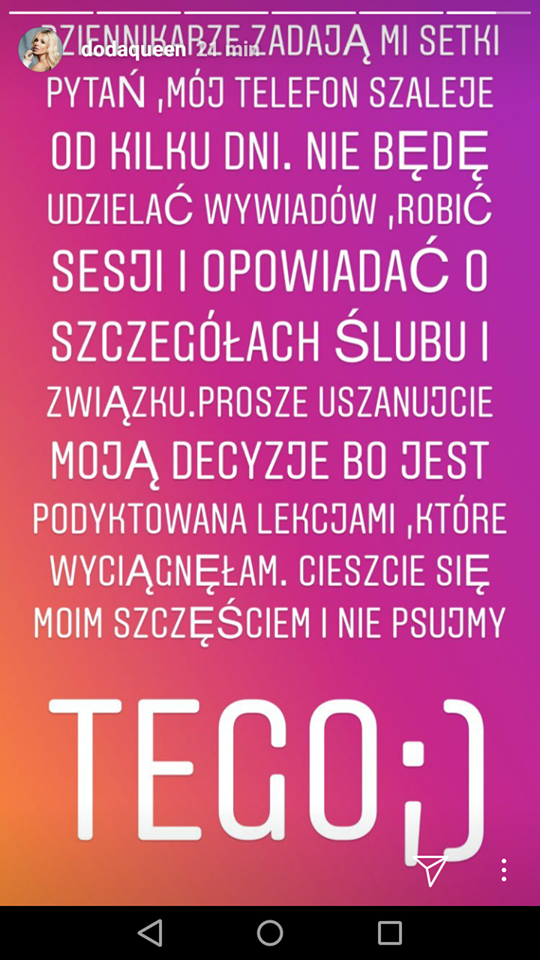 Doda zabiera głos w sprawie ślubu i prosi o uszanowanie TEJ decyzji