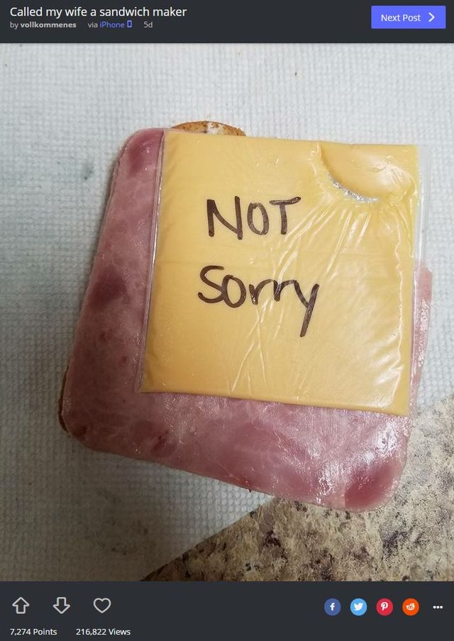 Urażona żona przygotowała mężowi SPECJALNĄ kanapkę