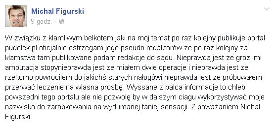 Michał Figurski wściekły na portale plotkarskie