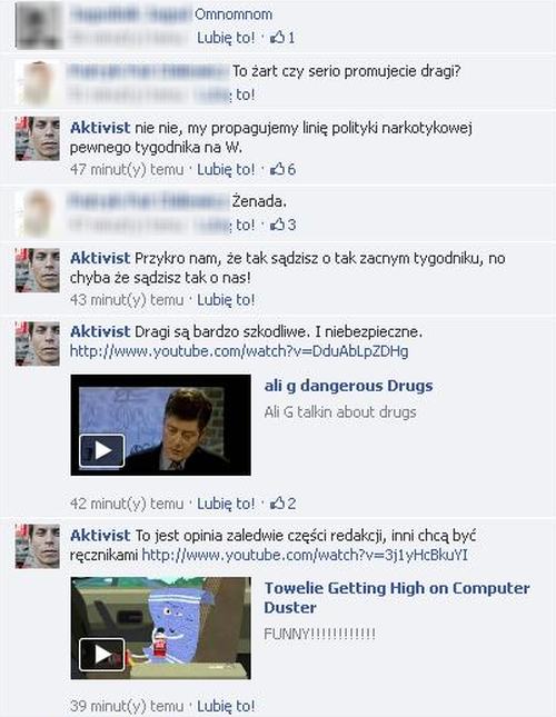 Czy na fanpage'u Aktivist promowano zażywanie narkotyków?