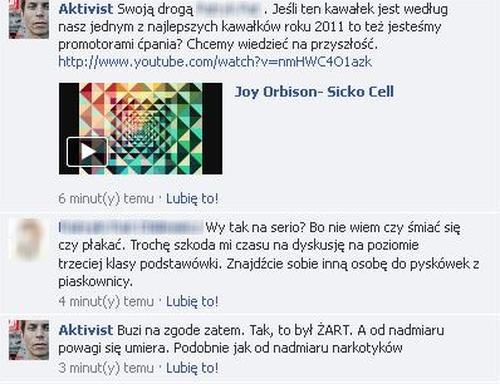 Czy na fanpage'u Aktivist promowano zażywanie narkotyków?