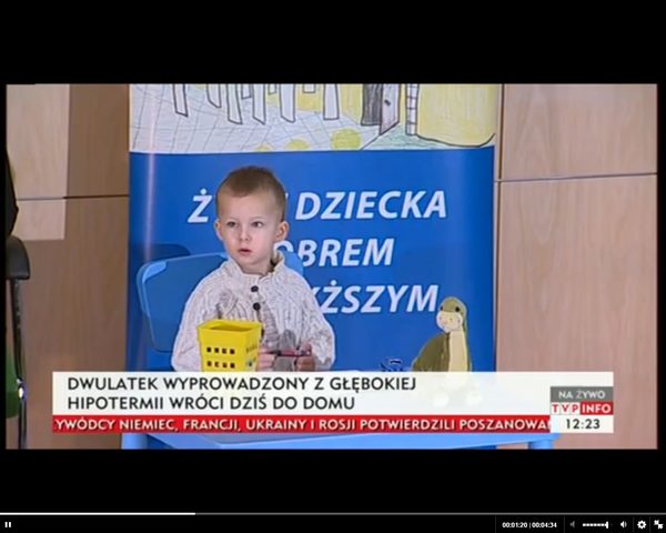 2-letni Adaś wyprowadzony z hipotermii wraca do domu