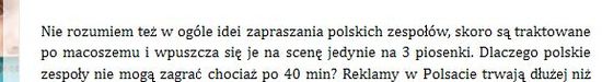 Janosz o jednym z festiwali: Zimno, nie było nawet herbaty