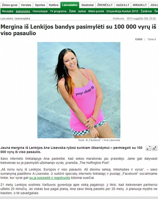 Polka postanowiła zaliczyć 100 tys. facetów (FOTO)
