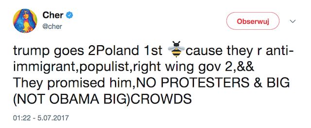 Cher kpi z wizyty Donalda Trumpa w Polsce i... obraża Polaków!