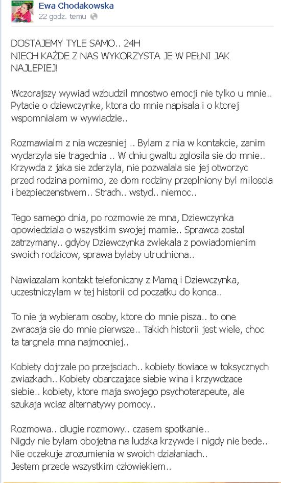 Chodakowska tłumaczy, jak skończyła się historia ze zgwałcon Chodakowska tłumaczy, jak skończyła się historia ze zgwałcon