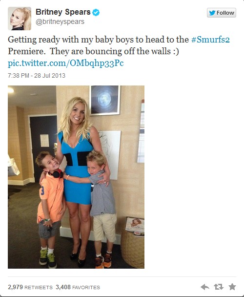 Britney Spears zabrała synów na premierę filmu Smerfy 2 (FOT Britney Spears zabrała synów na premierę filmu Smerfy 2 (FOT