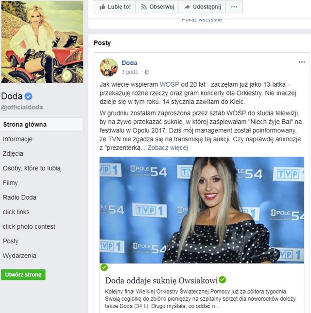 TVN nie pozwala Dodzie na aukcje jej sukienki