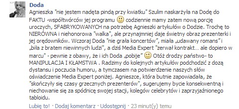 Szulim naskarżyła na Dodę do Faktu?