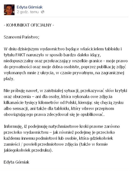 Edyta Górniak pozwie Fakt za zdjęcia topless?