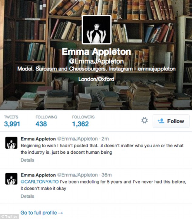 Emma Appleton: Richardson oferował mi sesję w Vogue w zamian