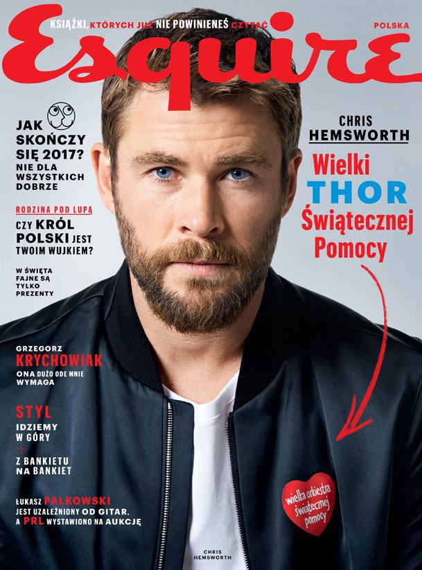 Chris Hemsworth z serduszkiem WOŚP na okładce nowego numeru ESQUIRE 