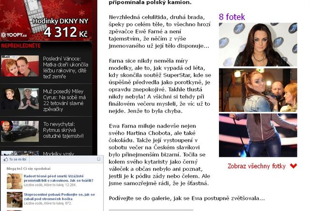Czeski portal Prásk!: Je podle vás Ewa Farna tlustá?