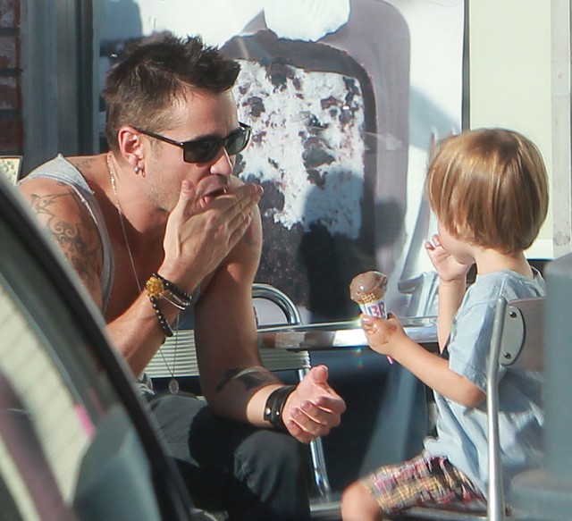 Przykładny tatuś Colin Farrell zabrał Henry'ego na lody FOTO