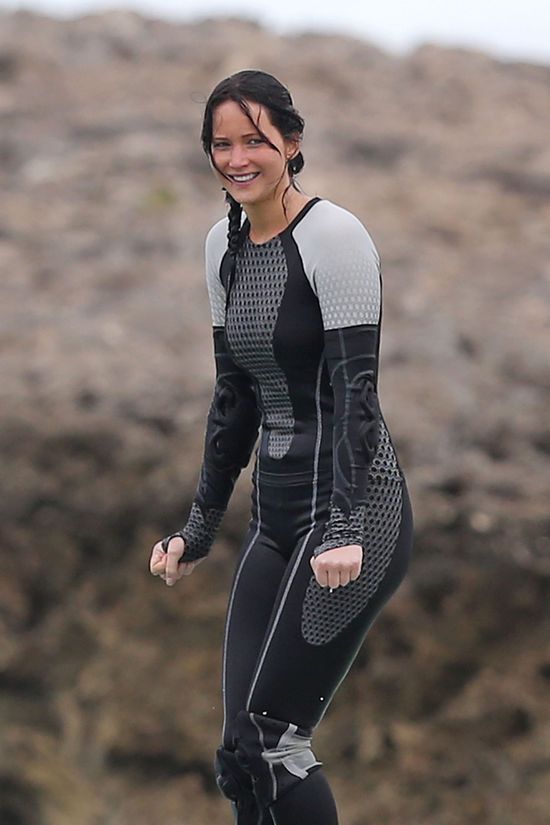 Jennifer Lawrence i Josh Hutcherson na planie filmu Catching