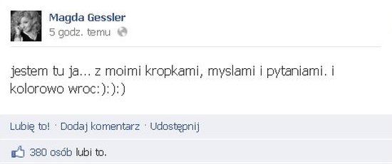 Szaro-bury gad na Facebooku Magdy Gessler