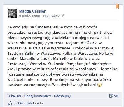 Magda Gessler zakończyła współpracę z 9 restauracjami!