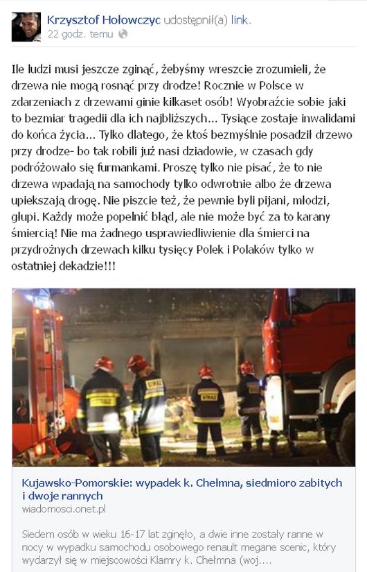 Hołowczyc apeluje w związku ze śmiercią 7 nastolatków Hołowczyc apeluje w związku ze śmiercią 7 nastolatków