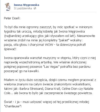 Iwona Węgrowska lepsza od Celine Dion? Iwona Węgrowska lepsza od Celine Dion?