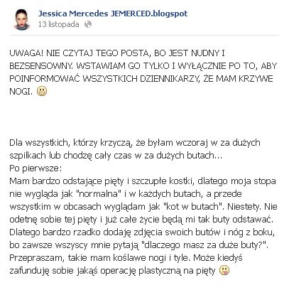 Jessica Mercedes: Może zrobię operację plastyczną na pięty