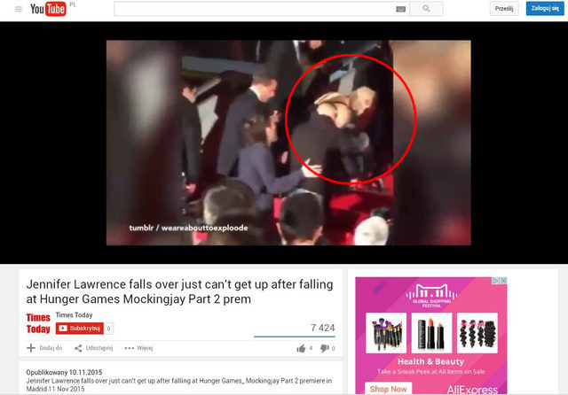 Jennifer Lawrence znów upadła na schodach (FOTO)