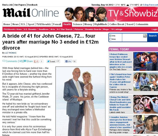 John Cleese ożenił się po raz czwarty