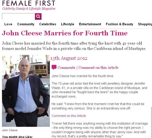 John Cleese ożenił się po raz czwarty