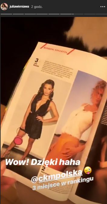 Julia Wieniawa skomentowała swoje 3. miejsce w rankingu CKM na najseksowniejszą Julia Wieniawa skomentowała swoje 3. miejsce w rankingu CKM na najseksowniejszą
