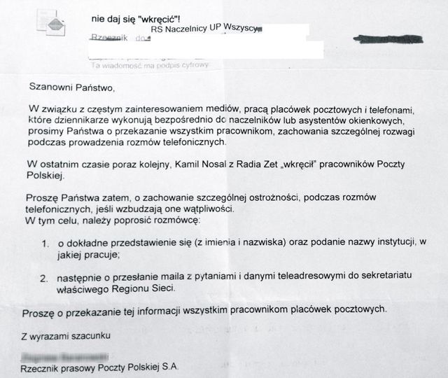 Poczta Polska boi się Kamila Nosela?
