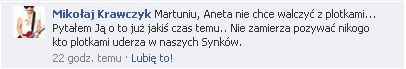 Krawczyk do fanki: Zdradziłeś? Co ty piszesz? Nie wstyd Ci?