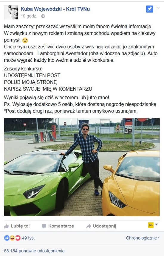 Kuba Wojewódzki rozdaje swoje samochody?! (FOTO)