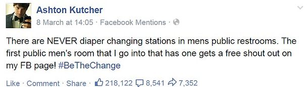 Ashton Kutcher narzeka na przewijaki w miejscu publicznym Ashton Kutcher narzeka na przewijaki w miejscu publicznym