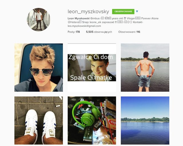  Syn Steczkowskiej przeprasza za głupiego mema (Instagram)