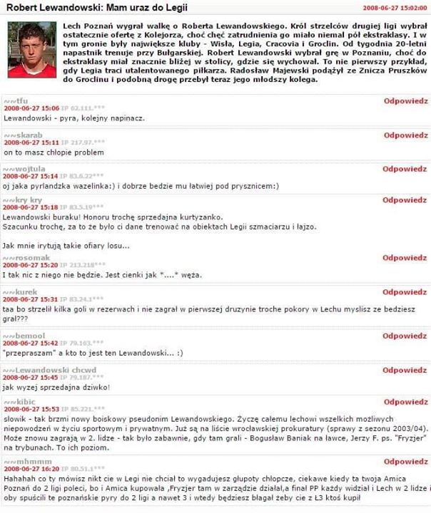 BEZCENNE. Komentarze hejterów pod adresem Lewandowskiego