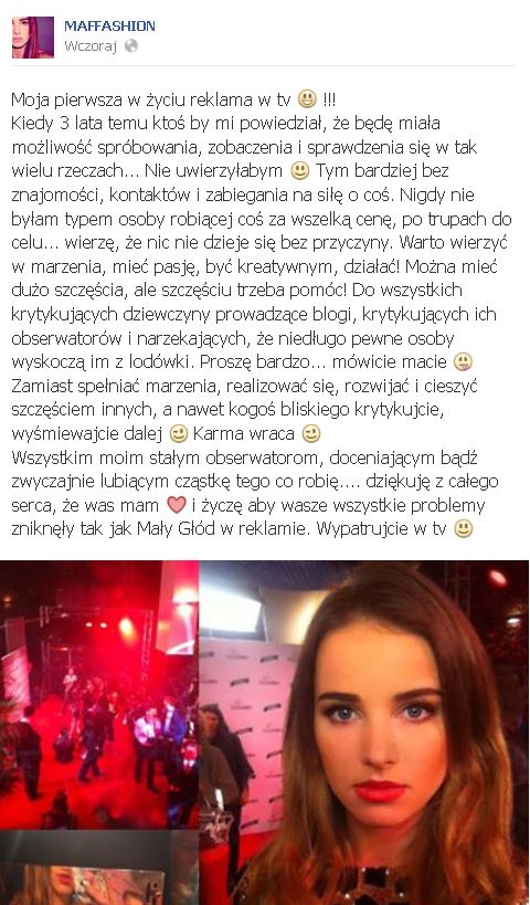 Maffashion do hejterów: Karma wraca