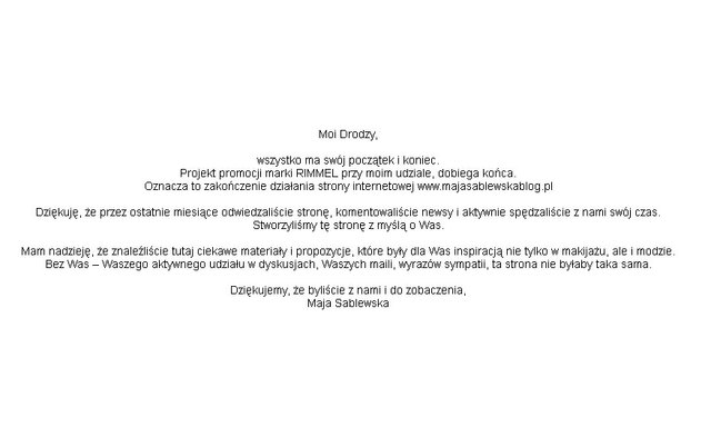 Blog Mai Sablewskiej skasowany