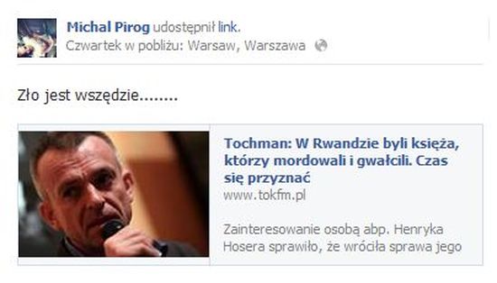 Michał Piróg krytycznie o Kościele