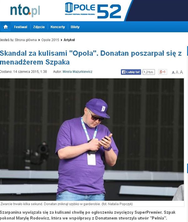 Skandal w Opolu - Donatan zaatakował menedżera Szpaka?