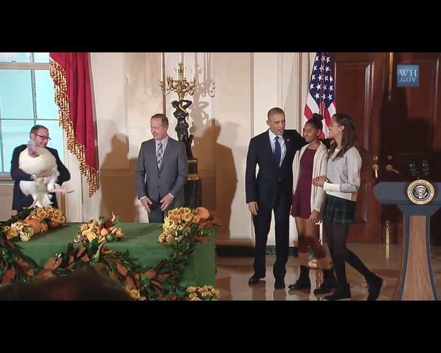 Znudzone i źle ubrane Obamówny podczas ułaskawiania indyka