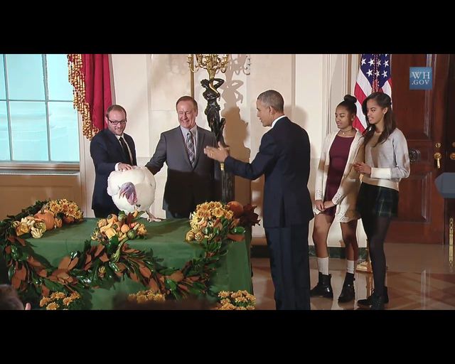 Znudzone i źle ubrane Obamówny podczas ułaskawiania indyka