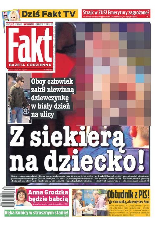 Redaktor naczelny Faktu przeprasza za drastyczną okładkę