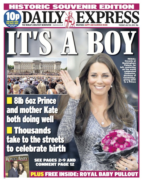Okładki brytyjskiej prasy krzyczą: Jest syn!