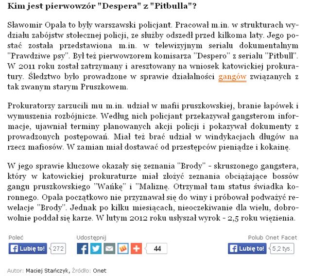 Sławomir Opala, pierwowzór Despera z Pitbulla, NIE ŻYJE? Sławomir Opala, pierwowzór Despera z Pitbulla, NIE ŻYJE?