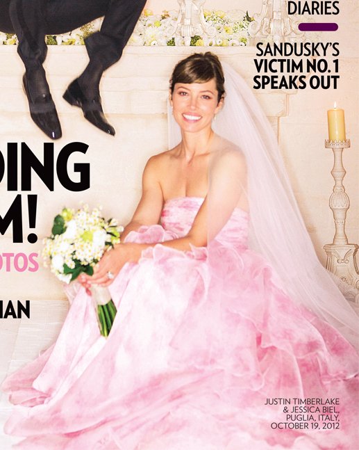 Różowa suknia ślubna Jessiki Biel (FOTO)