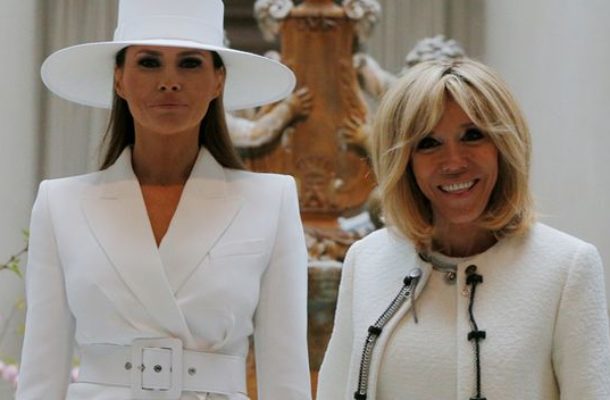Melania Trump i Brigitte Macron całe w bieli (ZDJĘCIA)
