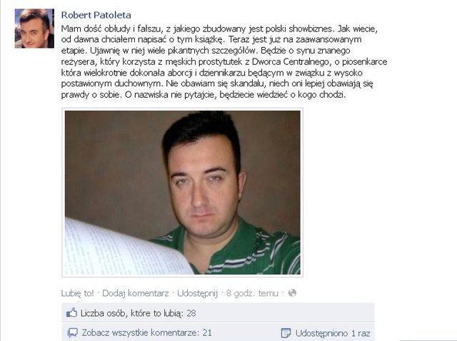 Robert Patoleta szykuje plotkarską bombę?