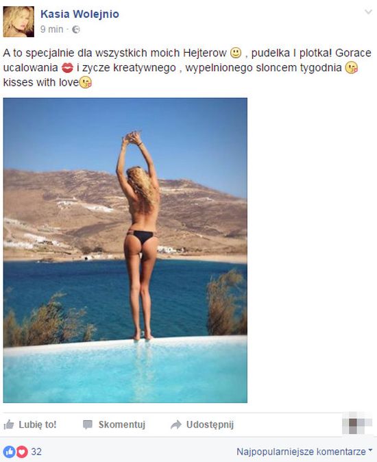 Półnaga Kasia Wołejnio pozdrowiła hejterów... w samych stringach! (FOTO)