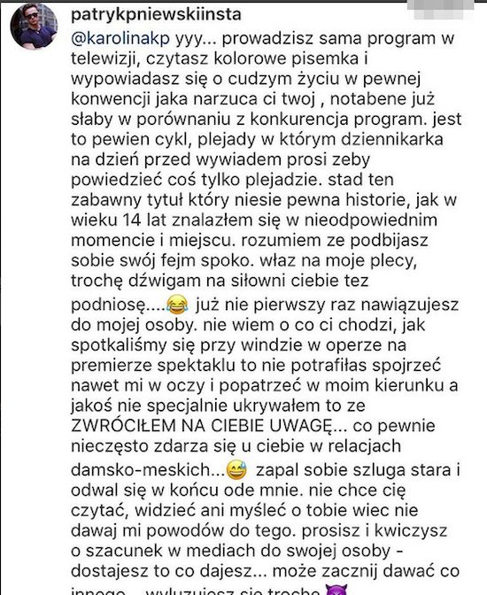 Psychofanki Patryka Pniewskiego atakują Korwin Piotrowską!