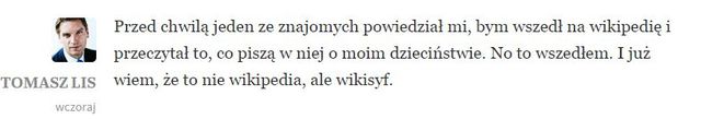 Mocno zdenerowany Tomasz Lis grozi pozwem Wikipedii
